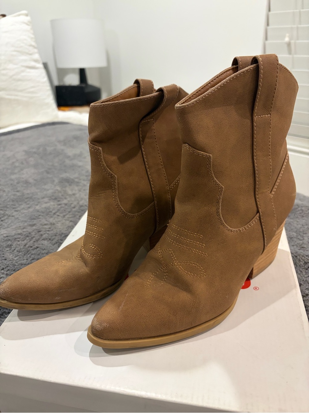 Rachel Zoe Tan Suede Western Ankle Booties